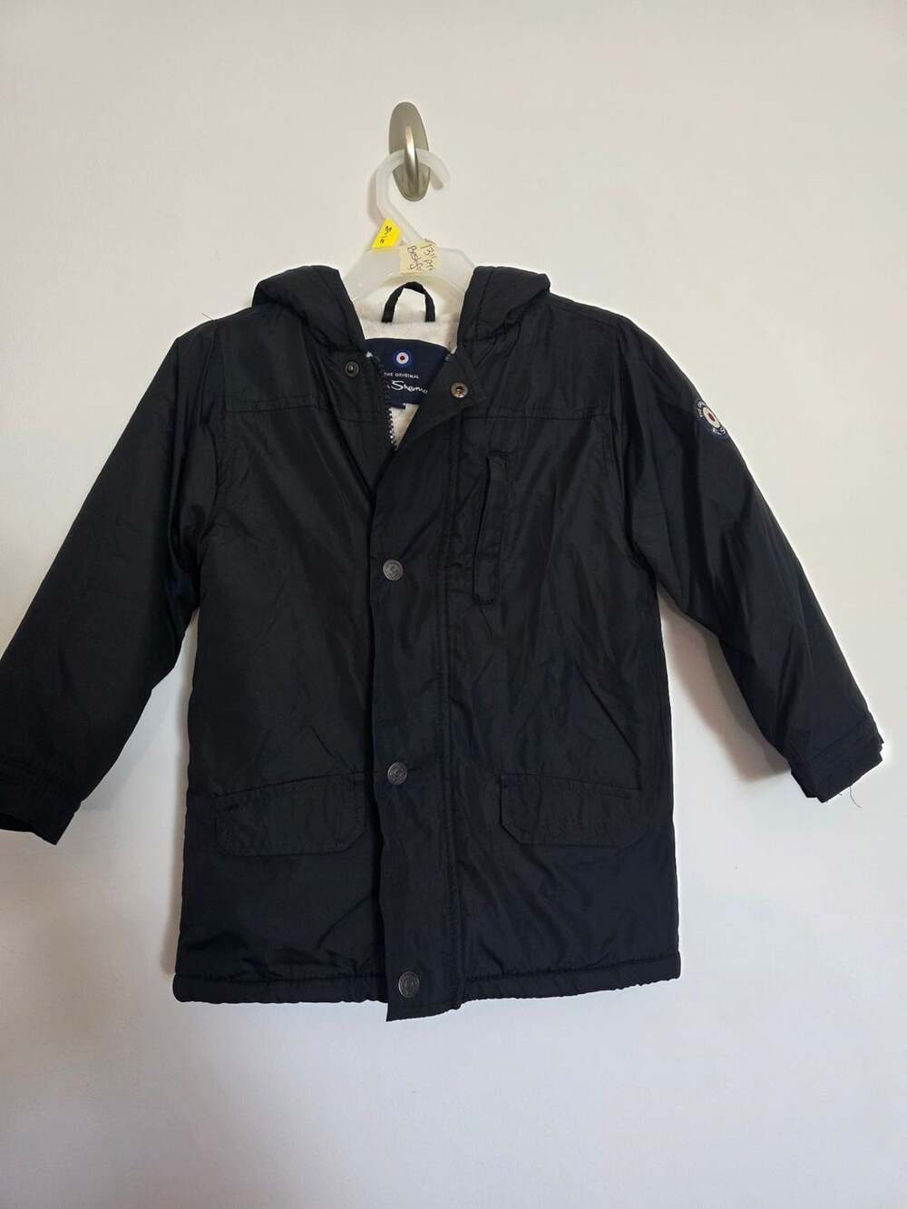 Ben Sherman Kids Black Hooded Fleece Lined Jacket Size 4